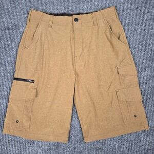 Iron Co Mens Tan Cargo Shorts Size 32‎ Utility Hiking Outdoor Multi Pocket Brown